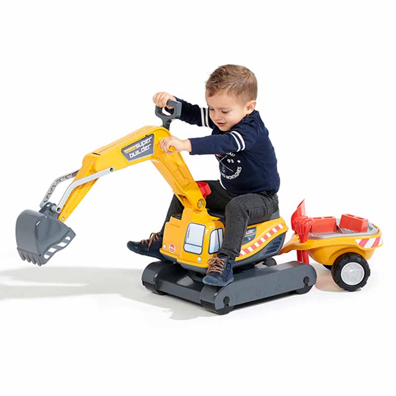 Super Builder excavator fully articulated with opening seat, trailer with sieves and sand playset - Image 3