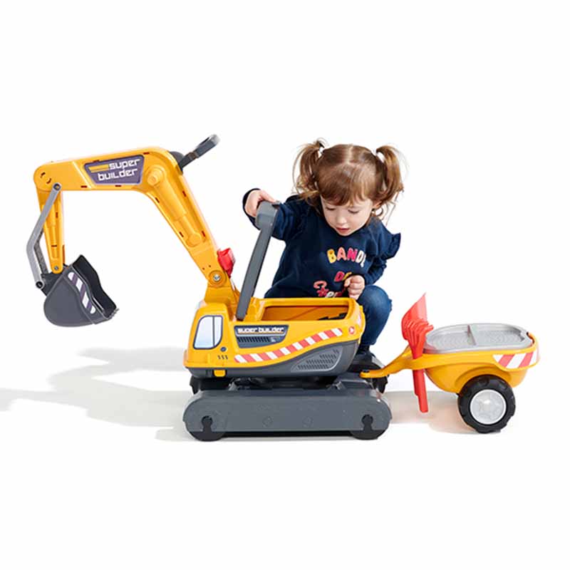 Super Builder excavator fully articulated with opening seat, trailer with sieves and sand playset - Image 4