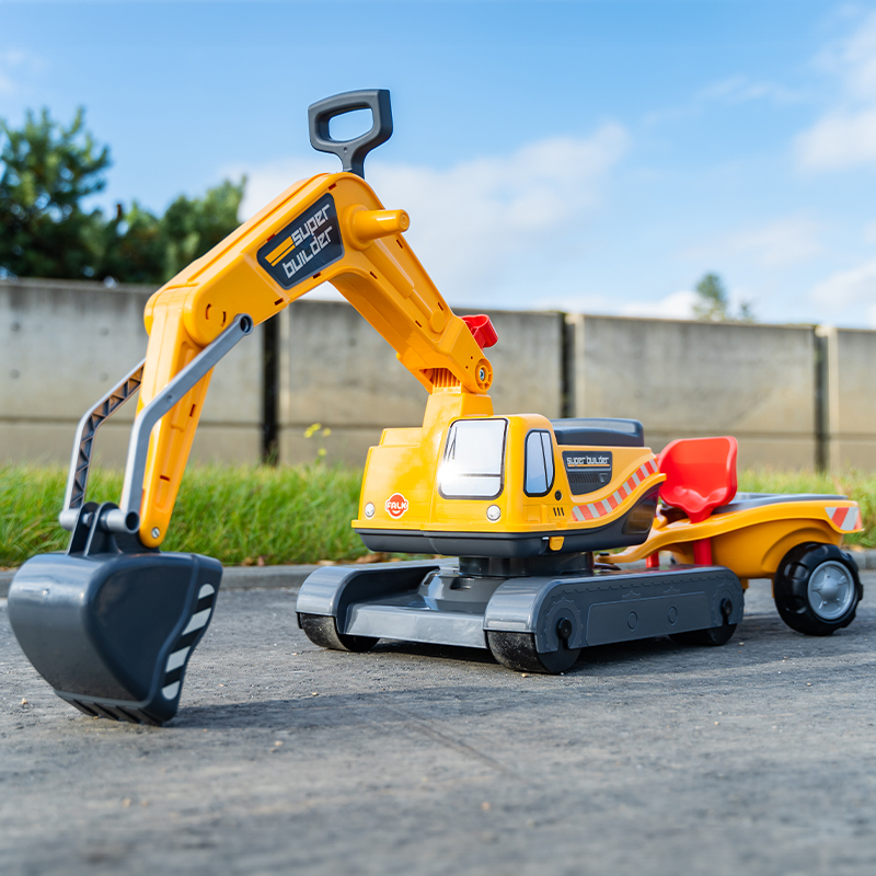 Super Builder excavator fully articulated with opening seat, trailer with sieves and sand playset - Image 5