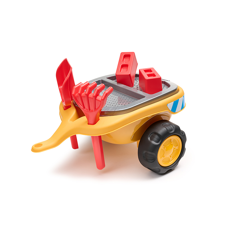 JCB construction ride-on with opening seat, steering wheel with horn, trailer and sand toys - Image 3