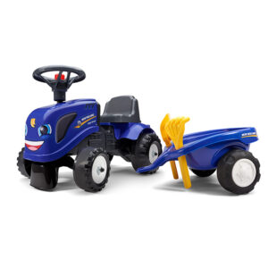 Baby New Holland ride-on tractor with trailer, rake & shovel
