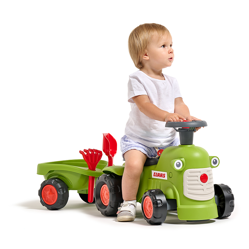 Claas Baby carriage with directional steering wheel, horn, trailer, rake & shovel - Image 3