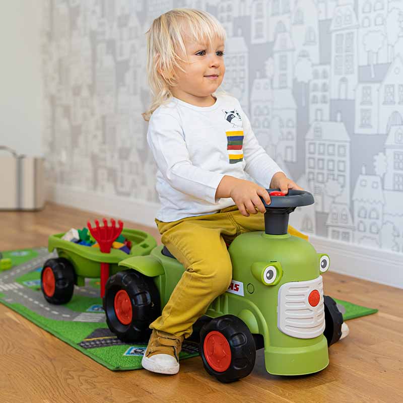 Claas Baby carriage with directional steering wheel, horn, trailer, rake & shovel - Image 4