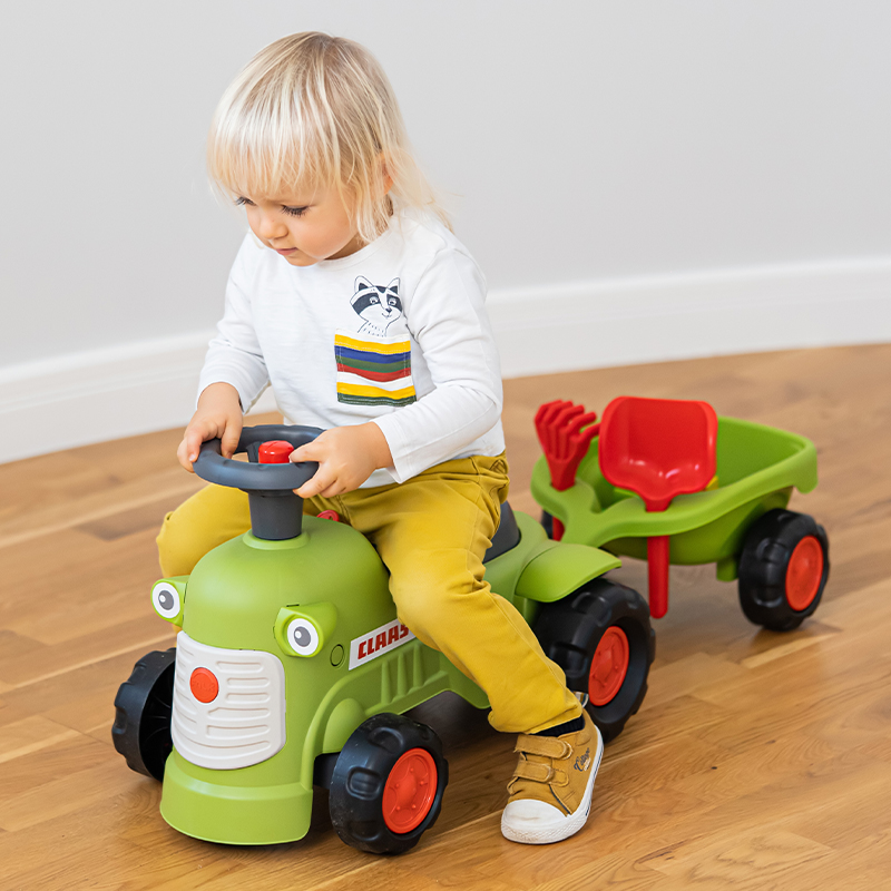 Claas Baby carriage with directional steering wheel, horn, trailer, rake & shovel - Image 5