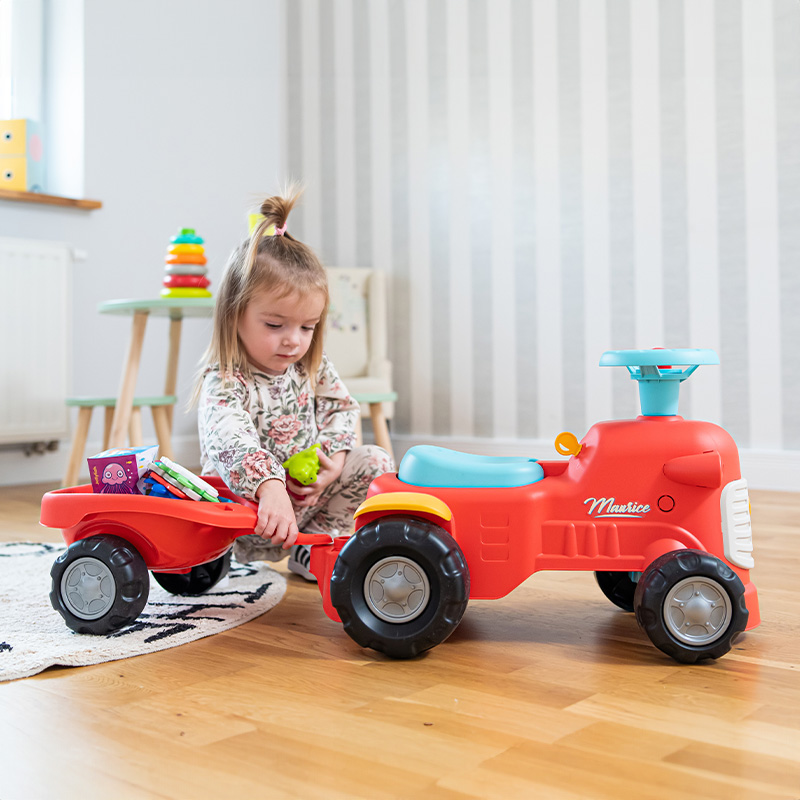 "Maurice" Baby carriage with directional steering wheel, horn and trailer - Image 5