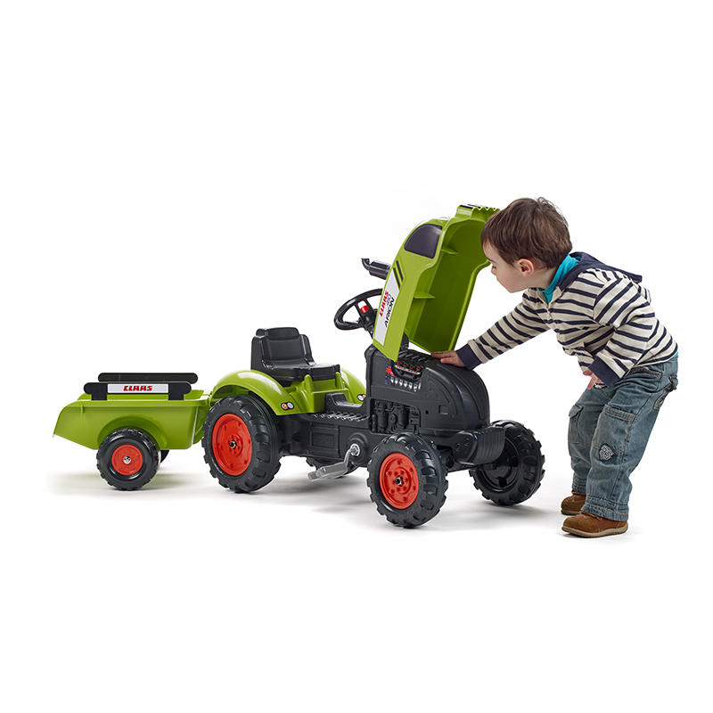 Enfant jouant Tracteur à pédales Claas 2041C capot ouvrant