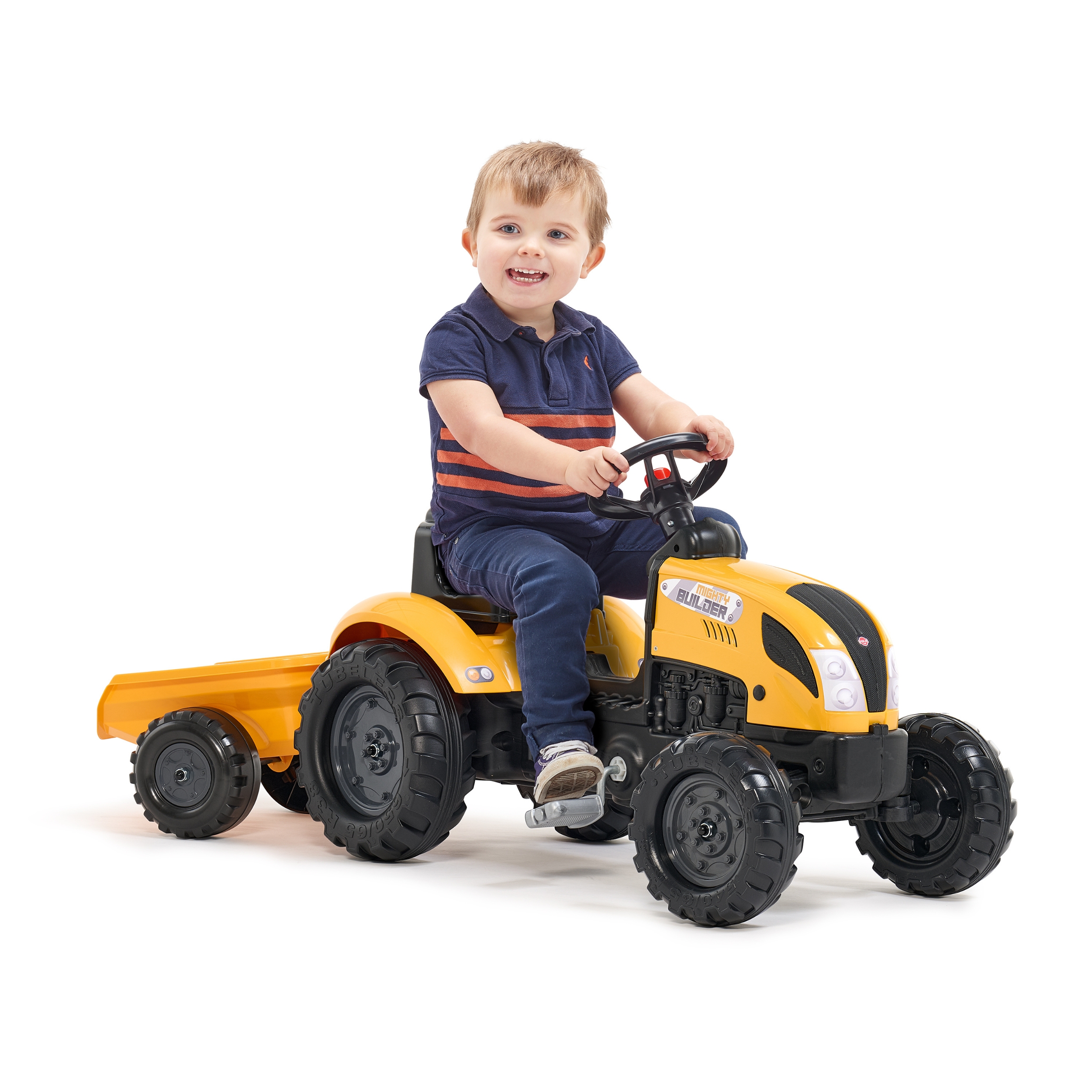 Enfant sur Tracteur Mighty builder